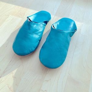 Turquoise Leather Slipper - Bohemia - 7.5